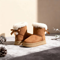 Elegant Velvet Round Toe Snow Boots