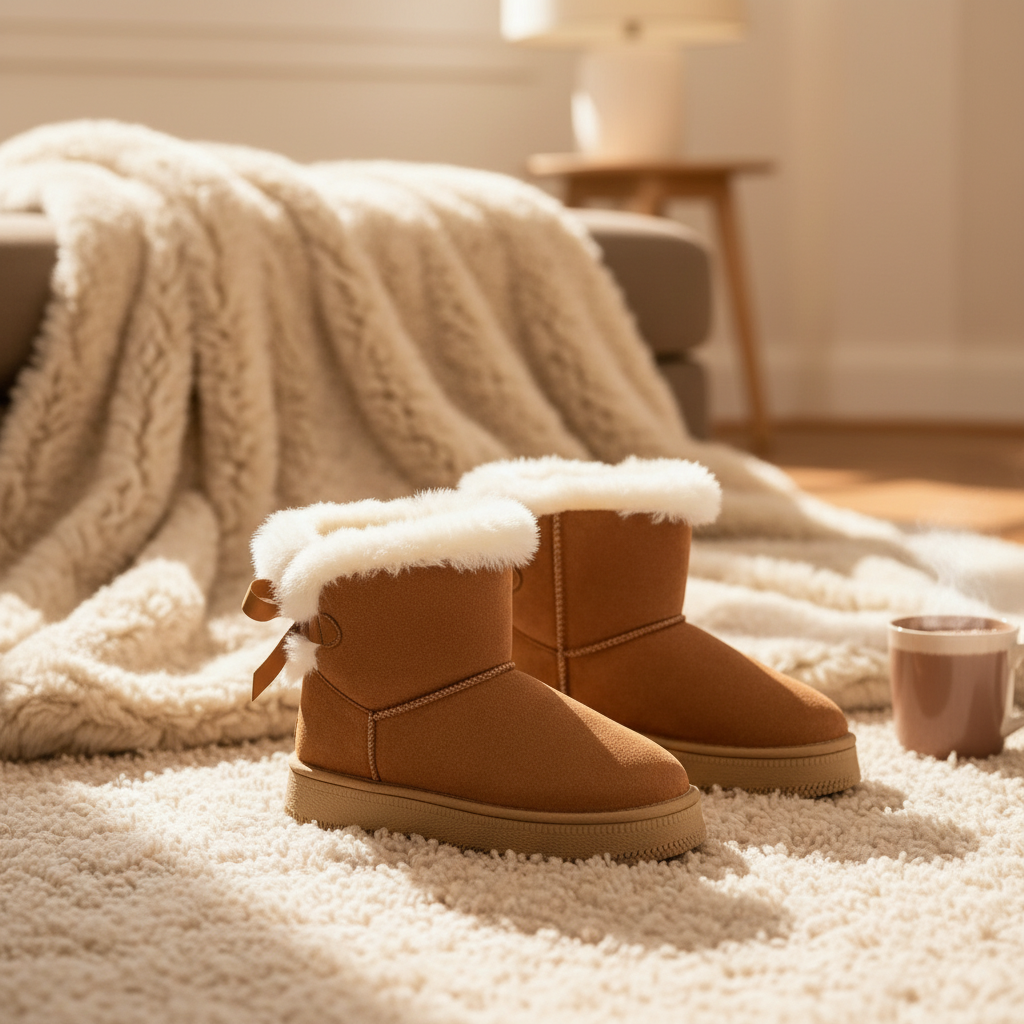 Elegant Velvet Round Toe Snow Boots