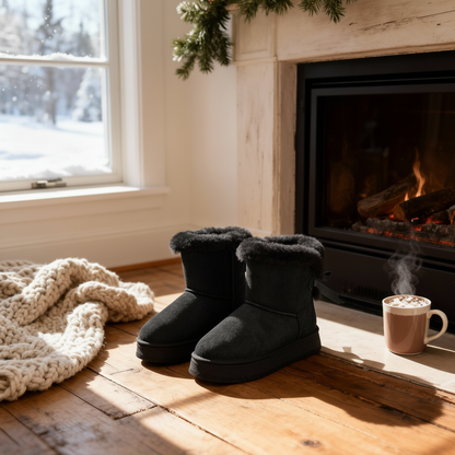 Elegant Velvet Round Toe Snow Boots