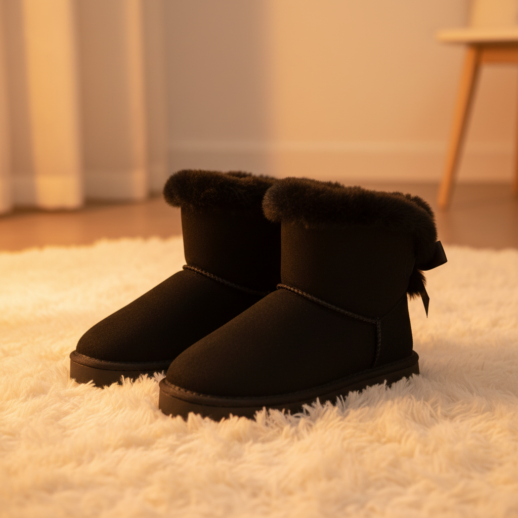 Elegant Velvet Round Toe Snow Boots