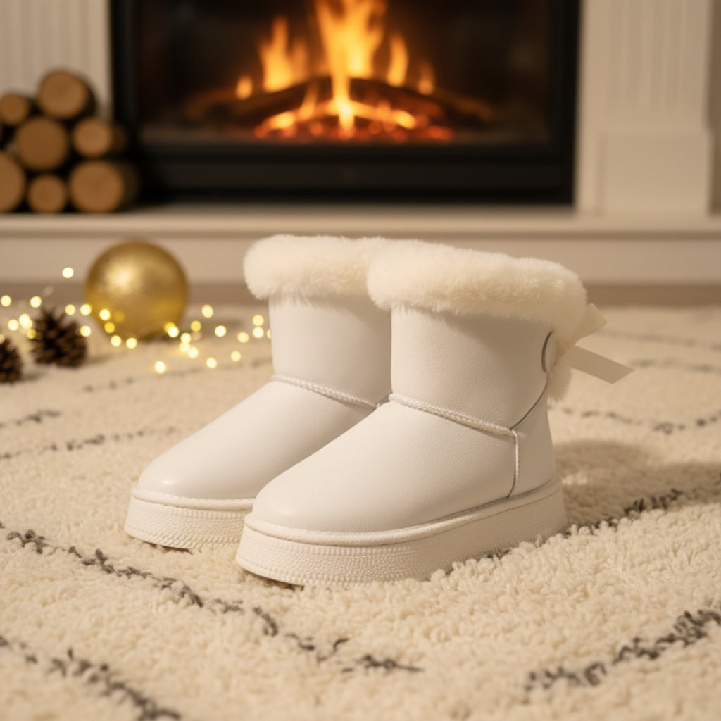 Elegant Velvet Round Toe Snow Boots