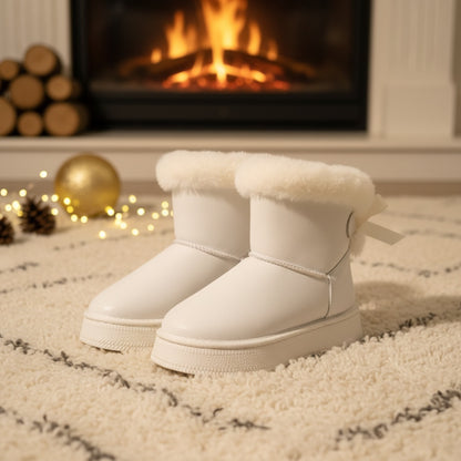 Elegant Velvet Round Toe Snow Boots